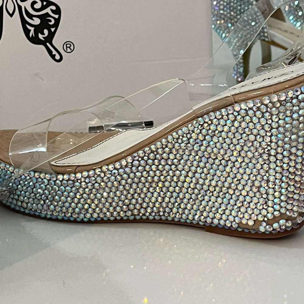 Elegant Rhinestone Wedge Sandals